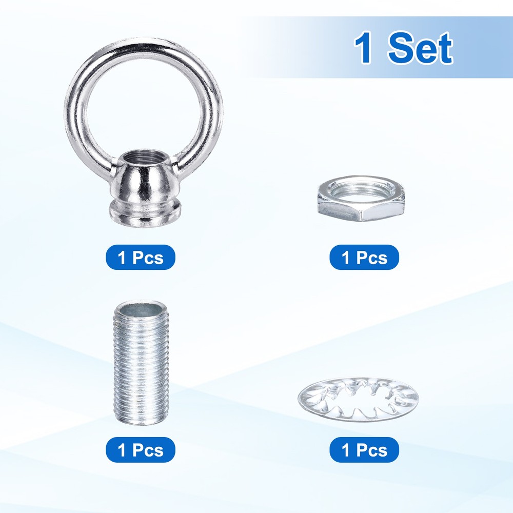8kg M10 1.4x1.7" Thread Lifting Eye Nut Holder Hook Ring Silver