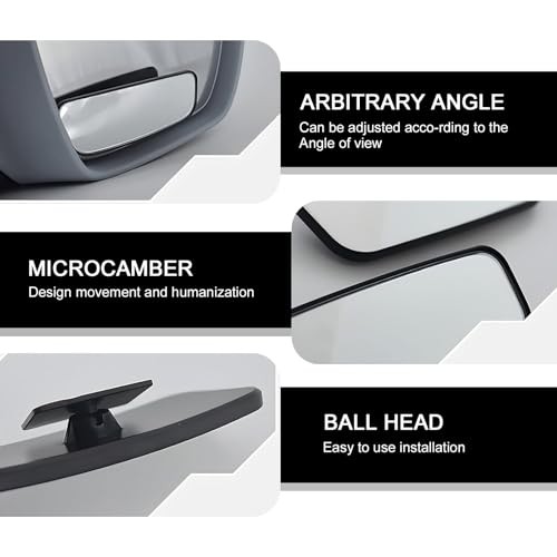 2 PCS Blind Spot Mirror, Framed Rectangular Adjustable Blind Spot Mirror, HD