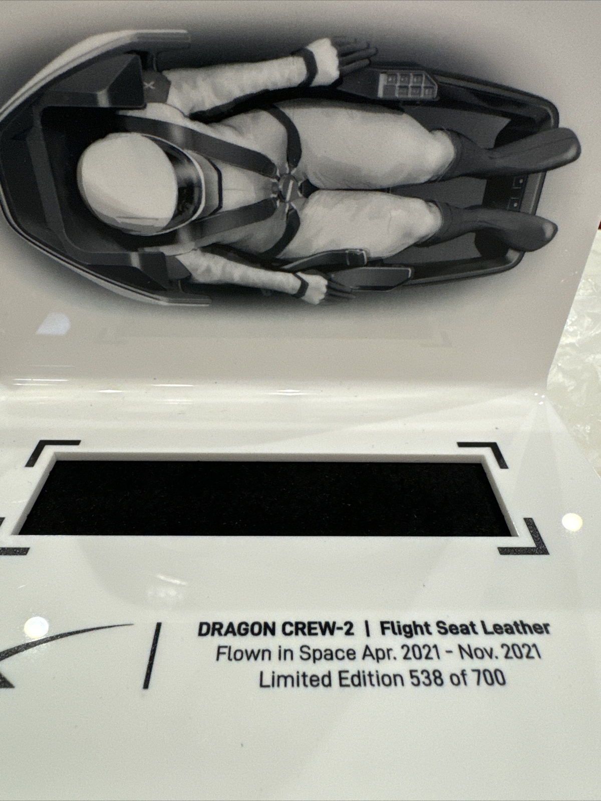 SPACEX - FLOWN IN SPACE Crew-2 DRAGO Flight Seat Leather (ONLY 700 issued)