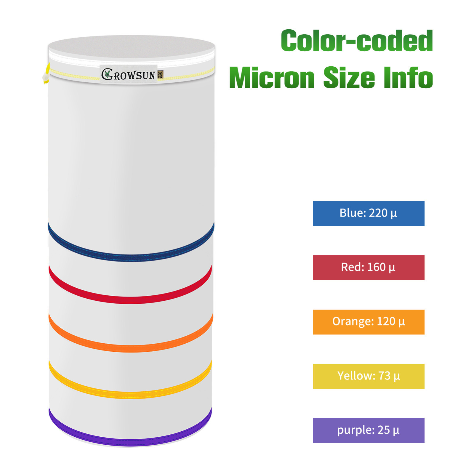 Bubble Bag Growsun 20 GAL - 5 Bag Kit All Mesh Bubble Hash Bags Extractor