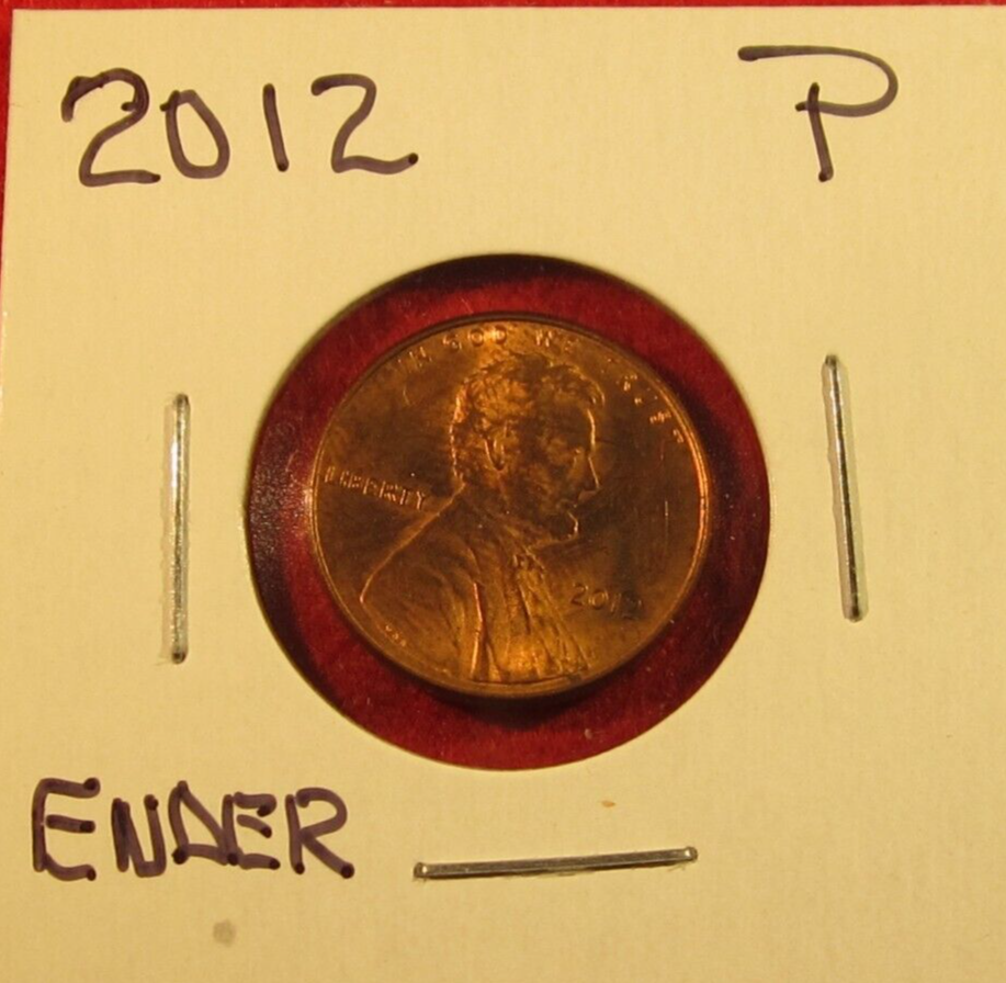 2012 P Lincoln Shield Cent - Red - Ender - Toned - Uncirculated