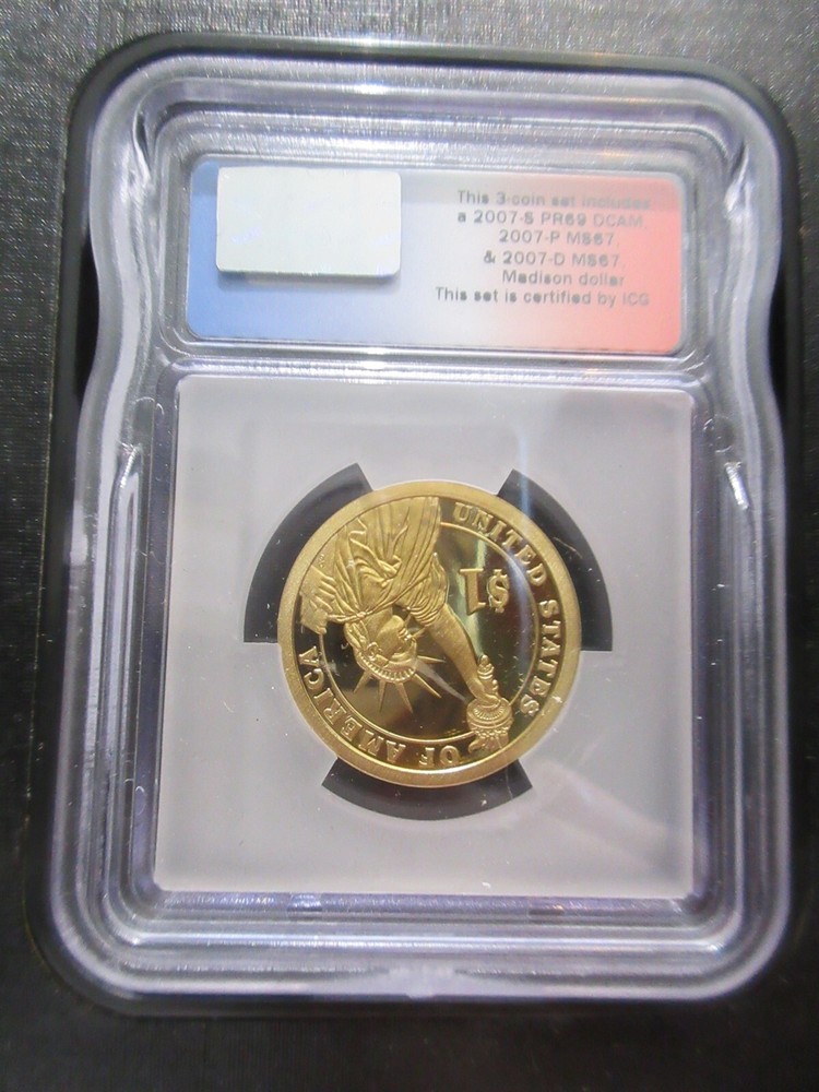 US Mint 2007-S James Madison Presidential Dollar Program ICG MS67