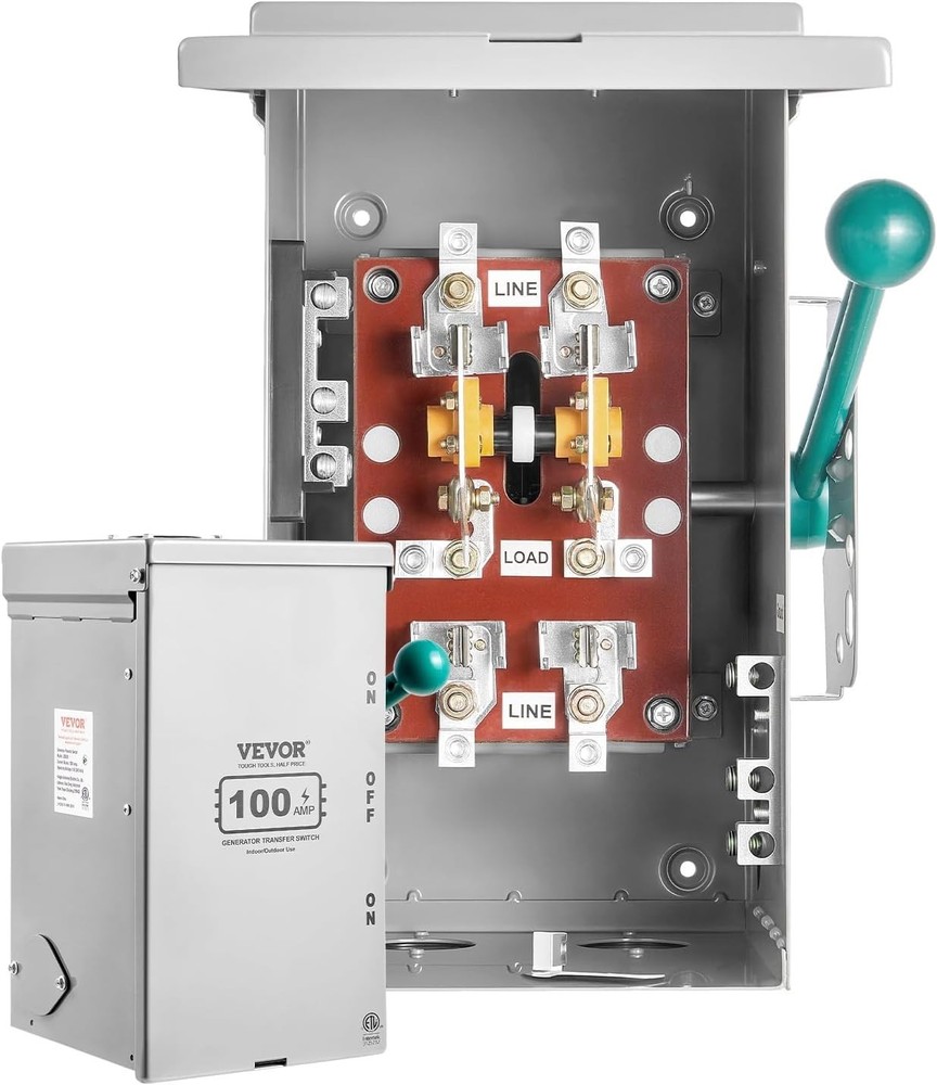 100A Generator Transfer Switch, 24000W Manual Transfer Switch, Heavy Duty Double