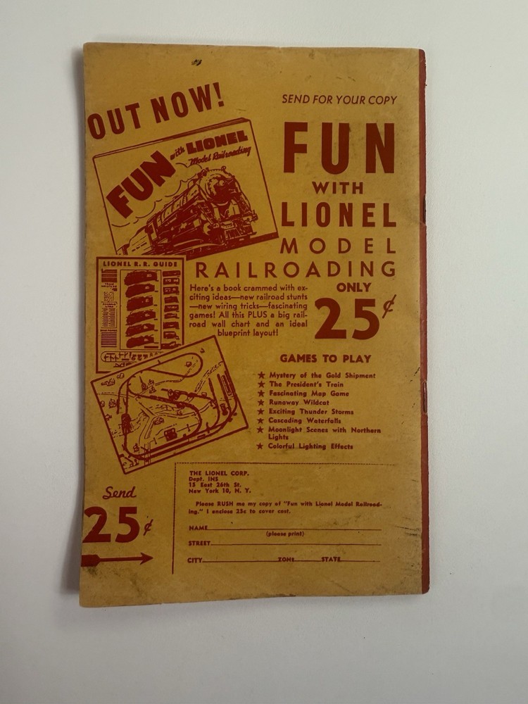1947 Instructions for Assembling & Operating Lionel Trains-Orange Cover