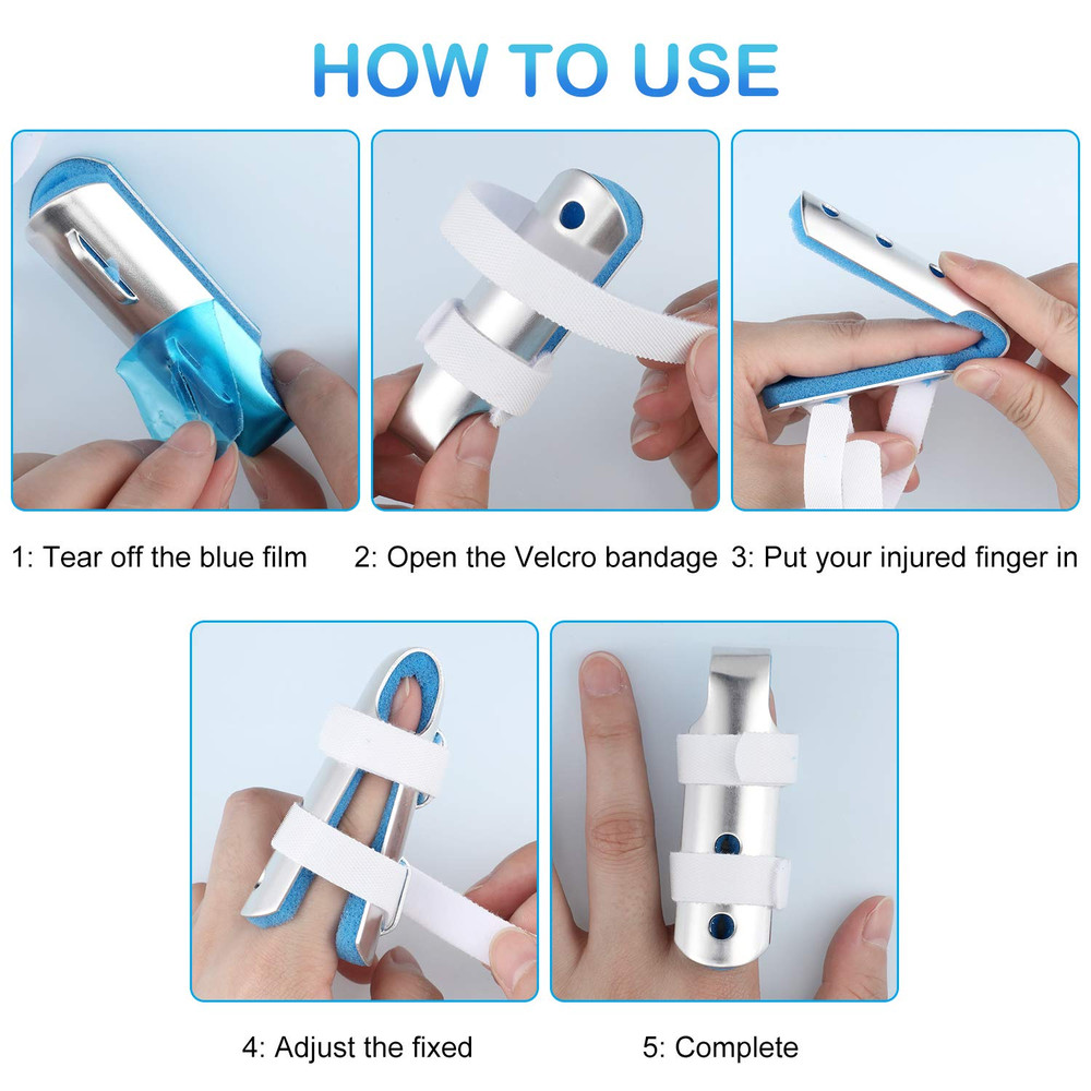10pcs Metal Finger Splints, Soft Foam Vent, 3 Sizes, Adjustable Knuckle Support