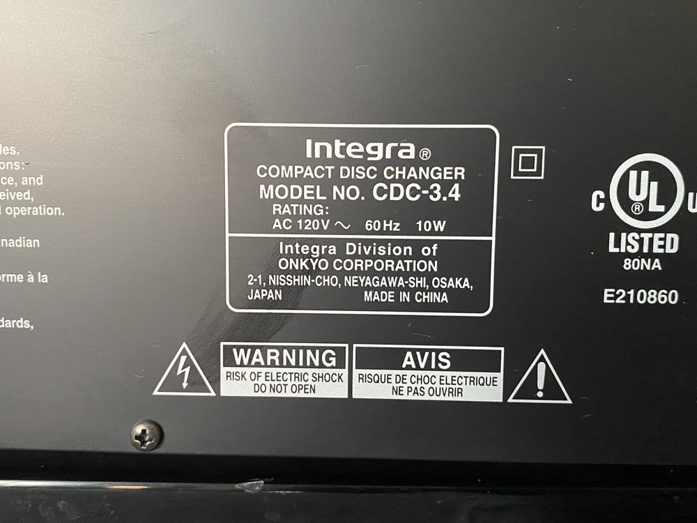 Integra CDC-3.4 6-Disc Carousel CD Player Perfect Working Condition With Remote