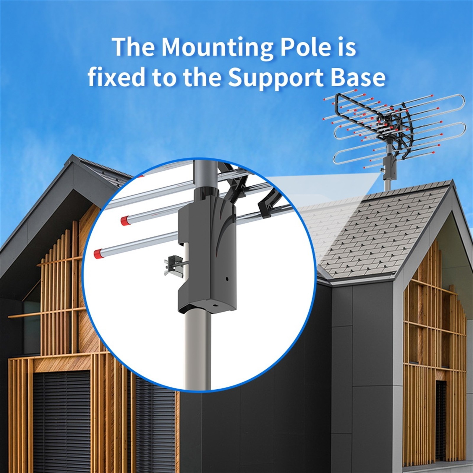 990 Miles Outdoor TV Antenna Motorized Amplified V/UHF HDTV 1080P 4K 360° Rotate