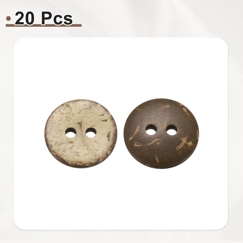 20pcs Coco Shell Buttons 15mm Handmade Sewing Crafts Round Button, Brown