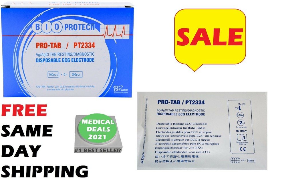 BIO PROTECH, PRO-TAB DISPOSABLE ECG PADS PT2334, 100PS/PACK