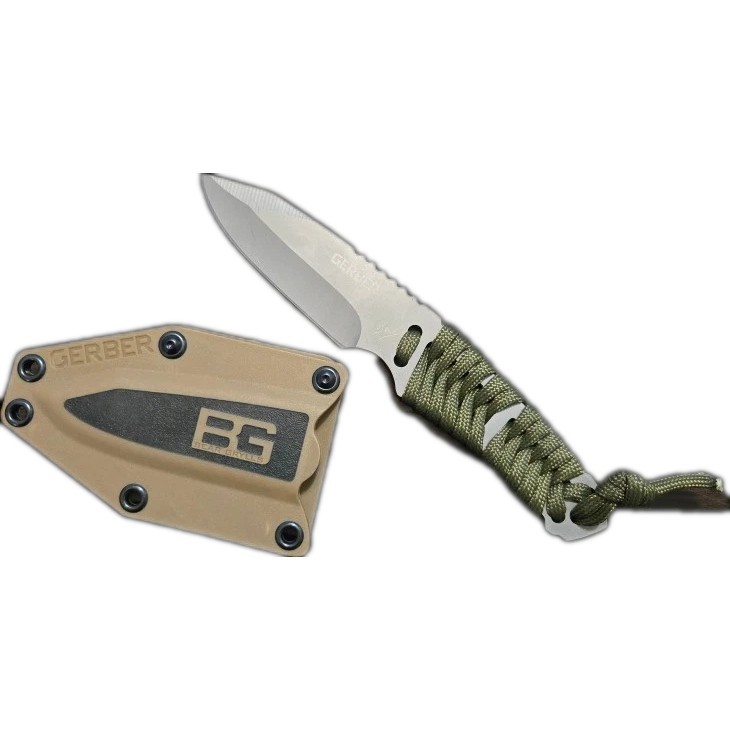 Gerber Bear Grylls Green Paracord Knife & Desert Sheath Full Tang Fixed Blade