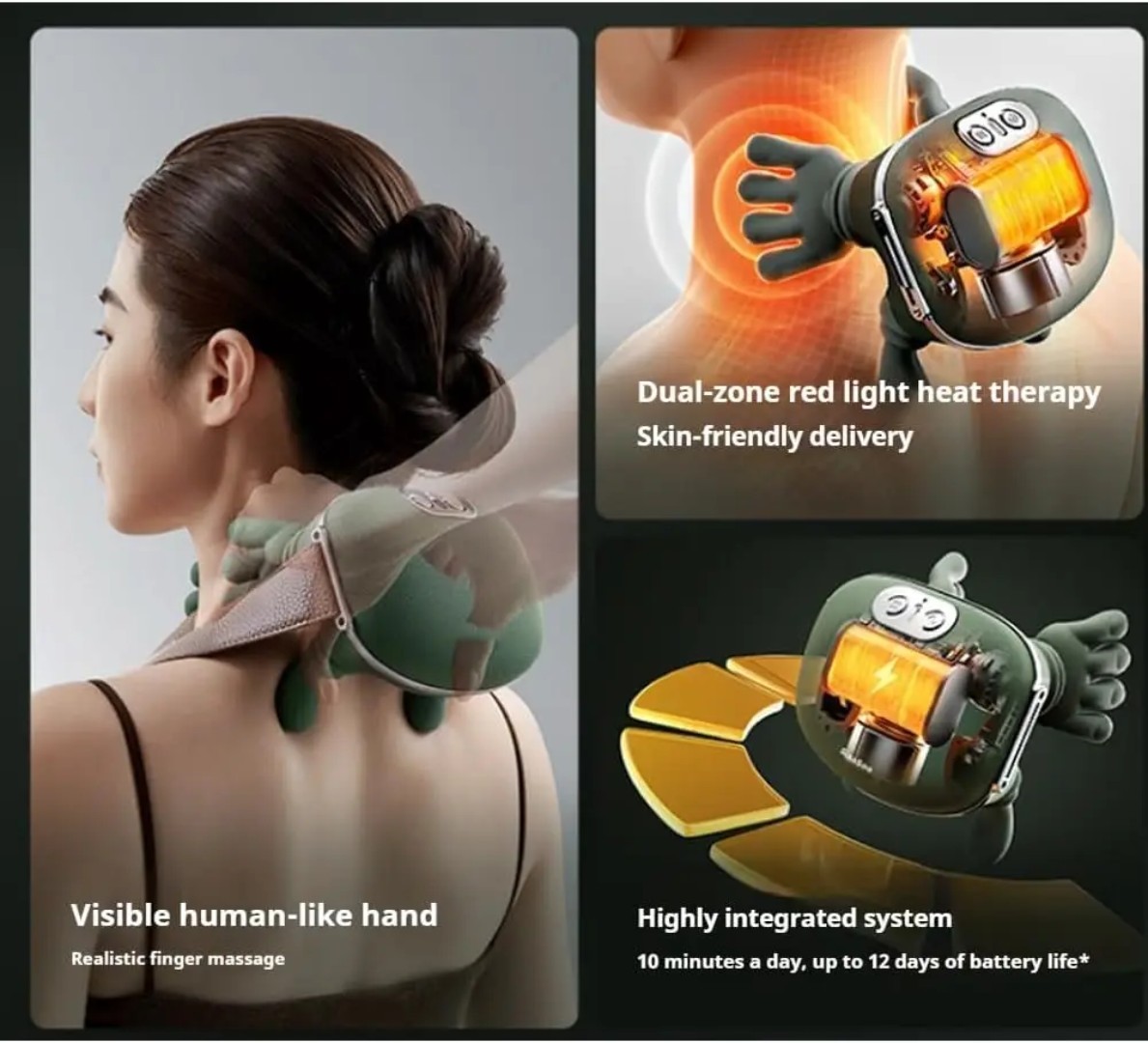 The Handiva Massager with Heat Neck Massagers, Deep Tissue 3D Kneading Shiatsu