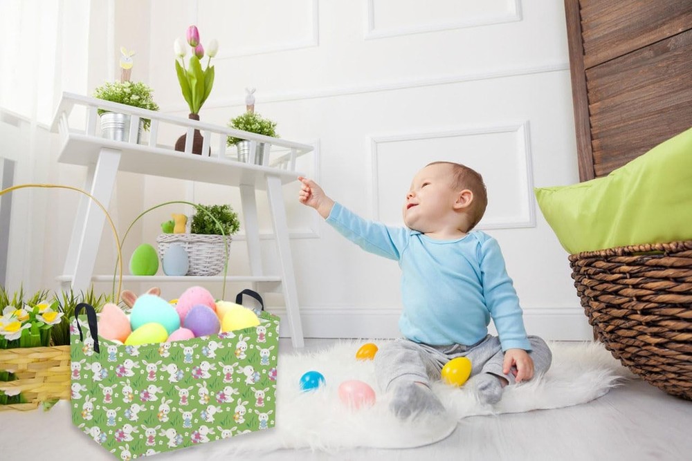 Sanjiaofen Rectangular Easter Baskets, Easket Basket for Kids.Cute Storage Ba...