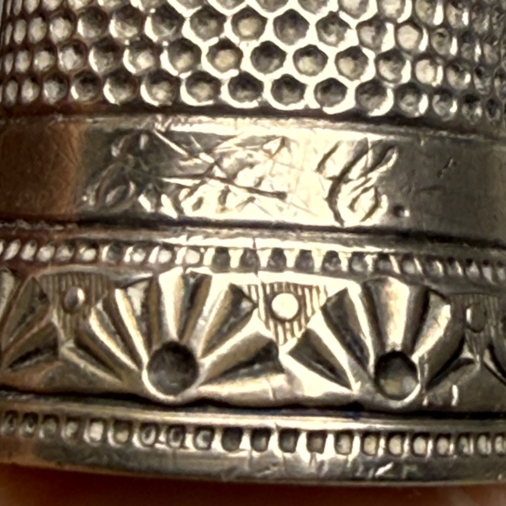 Antique Rare Sterling Silver Thimble #9 Initialed
