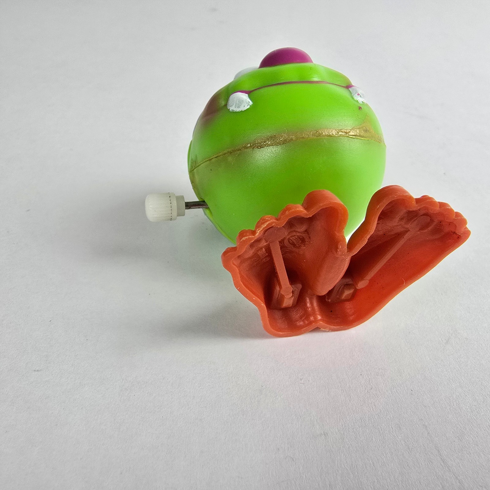 SOMA Monster Ball Wind-Up Jumping Toy Walker Working Fangs Fur Red Nose 80s VTG