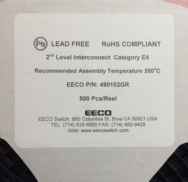 480102GR EECO SWITCH RED ROTARY 10 POS ROHS SMD 15 PCS