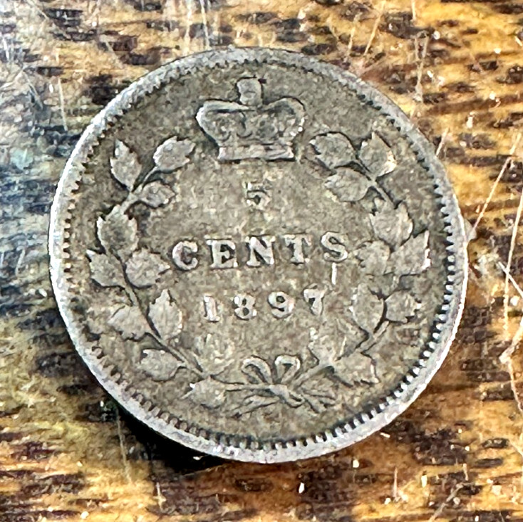 1897 Canada 5 Cents Nice Original VG KM-2 CHRC
