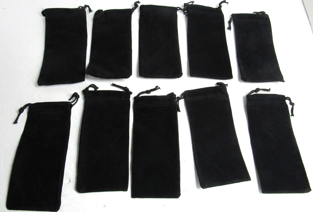 10 BLACK VELOUR DRAW STRING POUCHES 2" X 4  1/4"