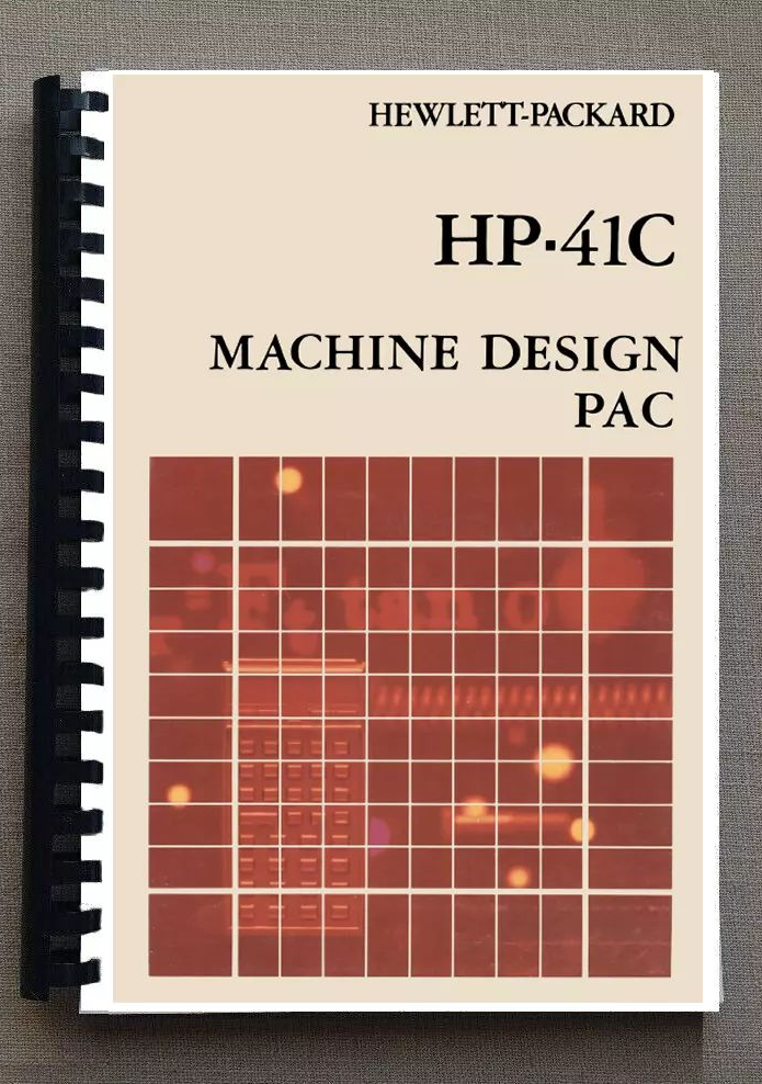 Manual for machine design pac module for Hewlett Packard HP 41CV calculator