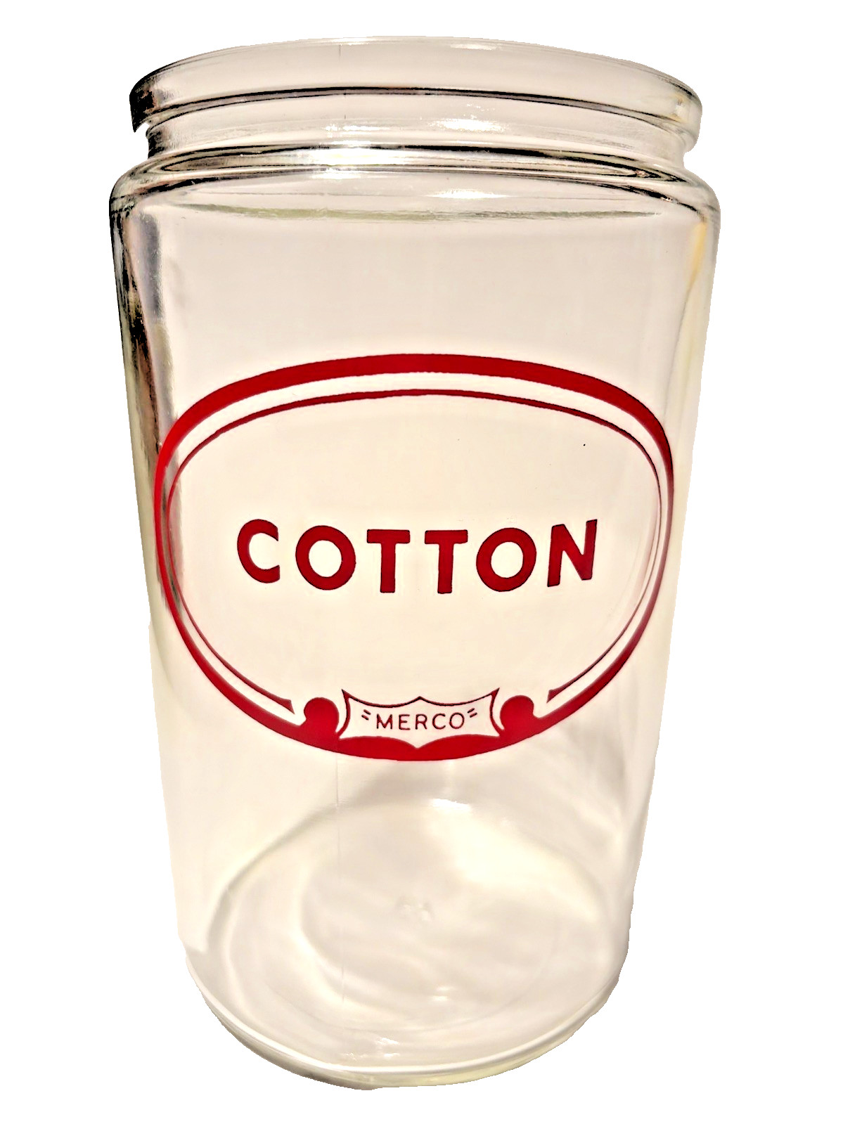 MERCO Cotton Glass Medical Apothecary Jar with Lid 7.5" Vintage