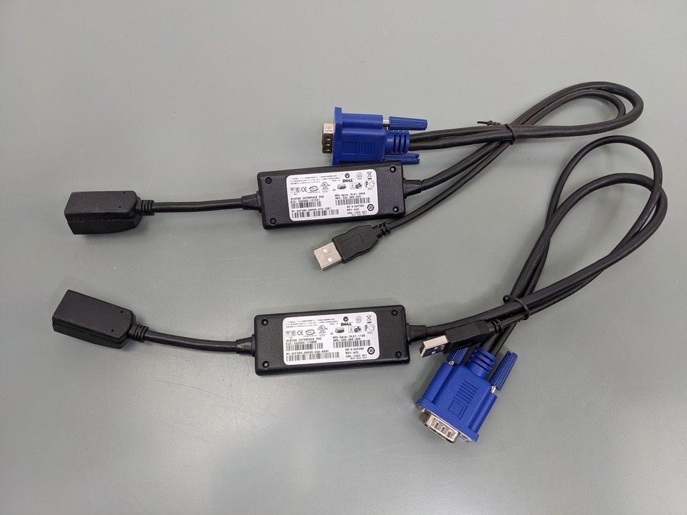 (2) Dell 0UF366 USB VGA KVM System Interface Pod SIP Cables