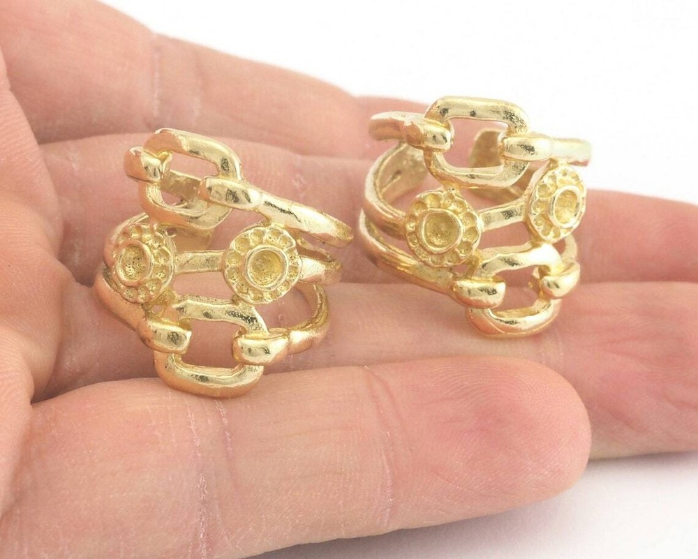 Ring Adjustable Ring Bezel - Raw brass (18mm 8US inner size - Adjustable ) 2822