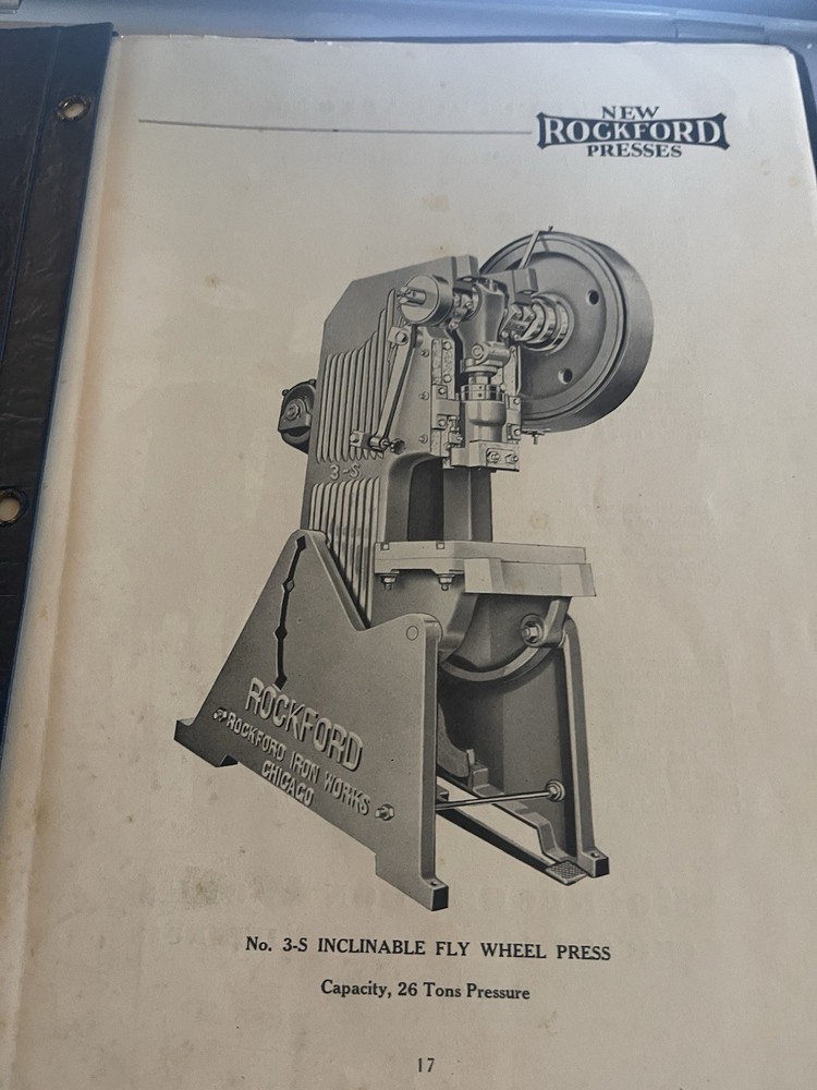 Rockford Presses Specification sheets, 17 pages