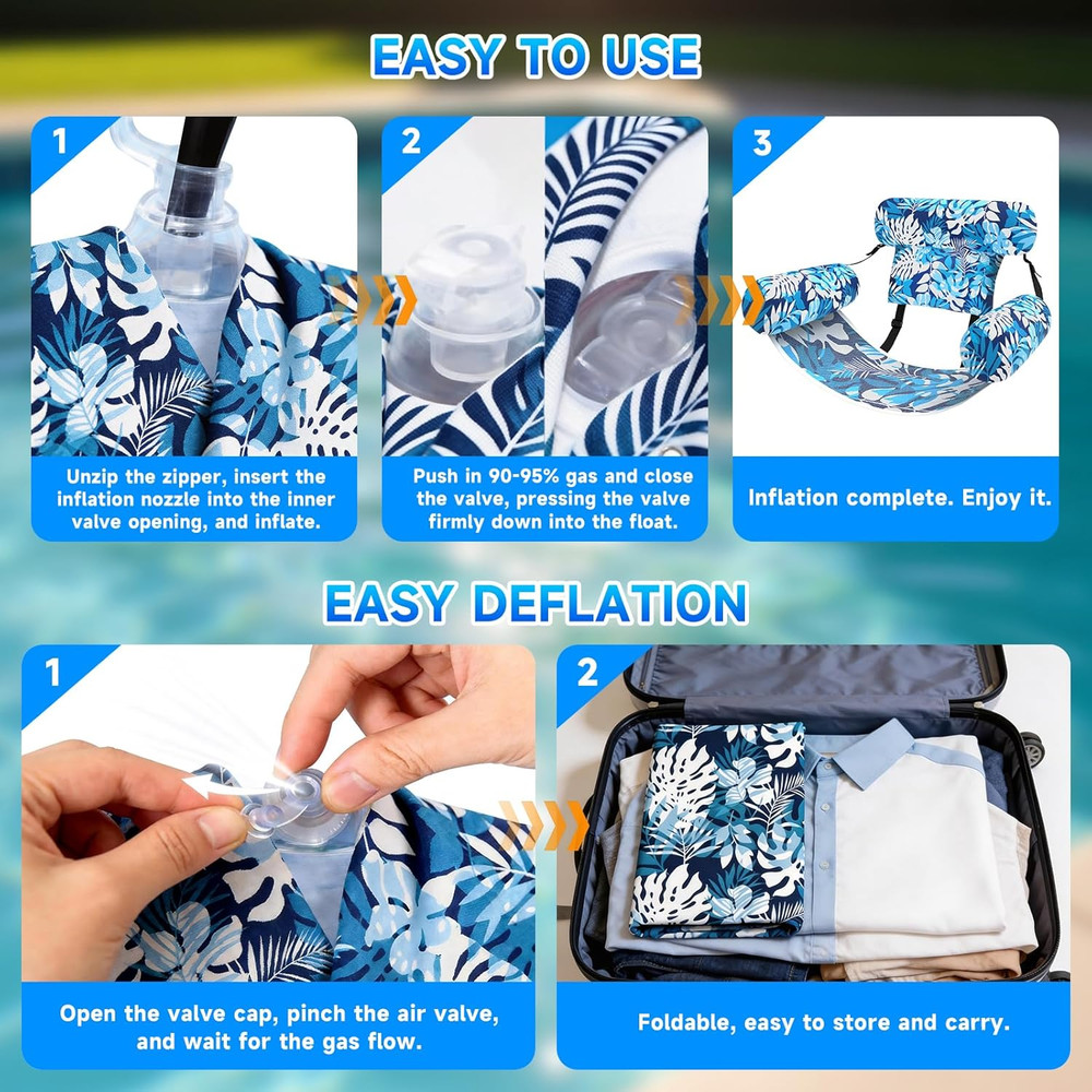 Pool Floats Adult, 3Pack/2Pack/1Pack Adjustable Heavy Duty Inflatable Pool Float