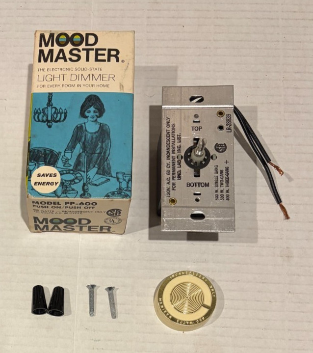 Mood Master Light Dimmer Switch Model PP-600 Electronic Solid State 600w 120v