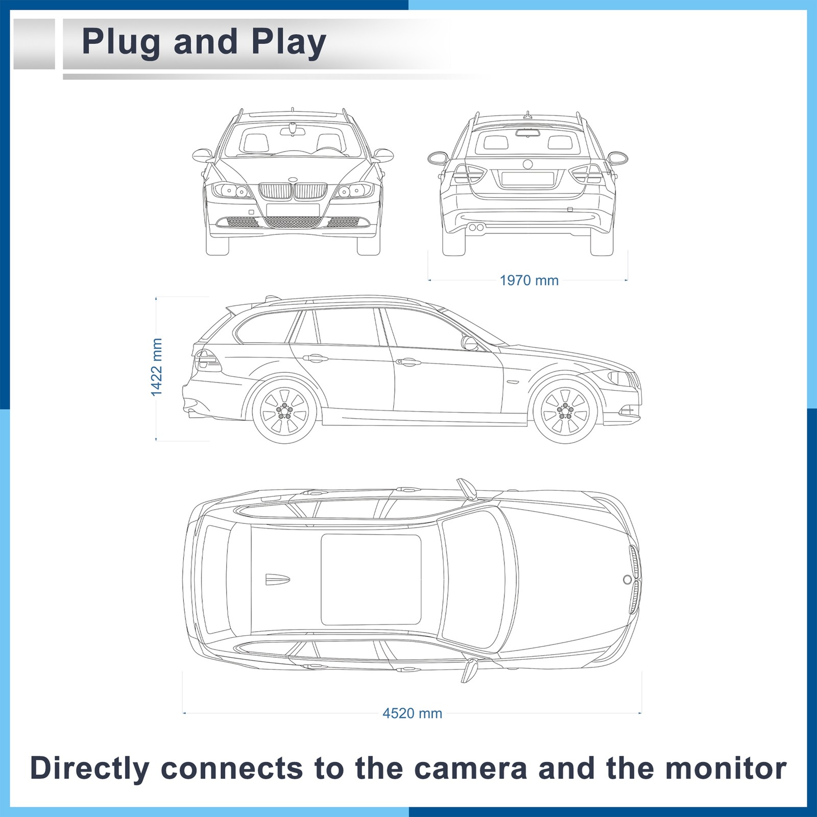 Rear View Camera Adapter Wire Harness Cable fit for Toyota 1 Pcs RCA