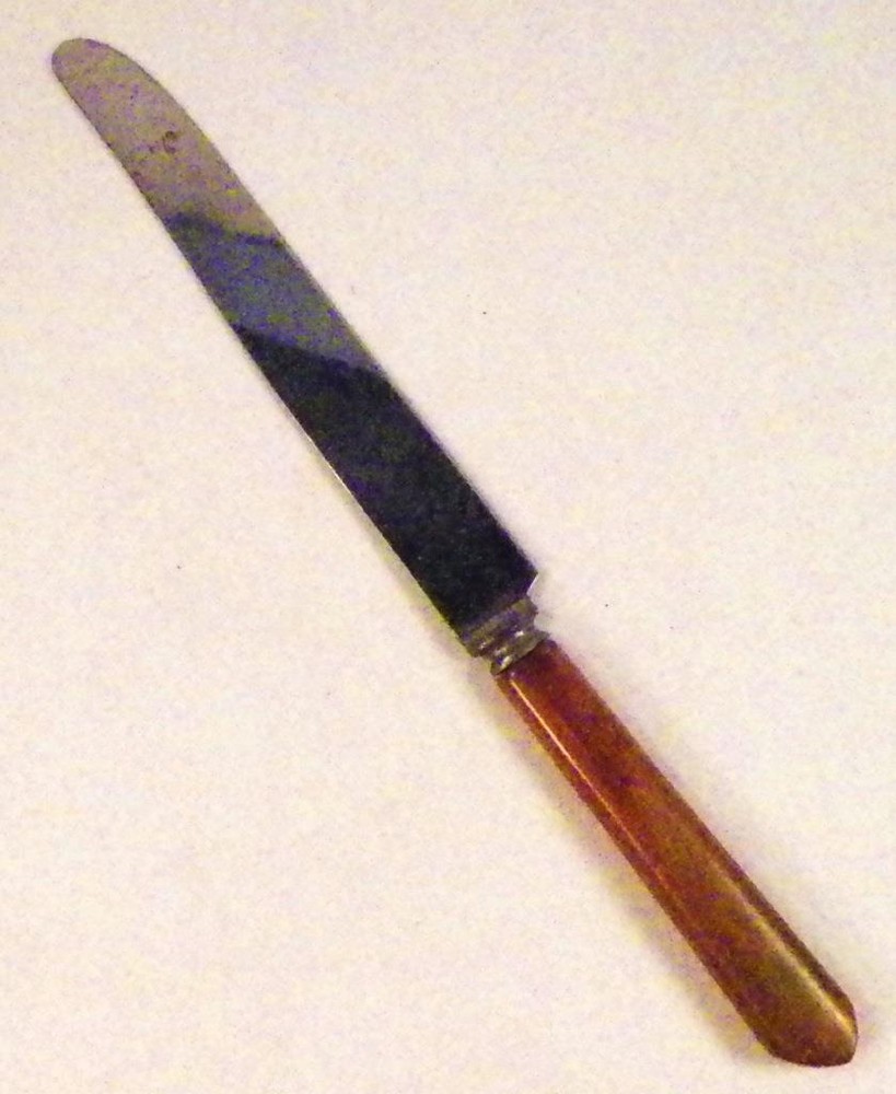 Spinach & Butterscotch Bakelite Dinner Knife Vintage Flatware Marbled