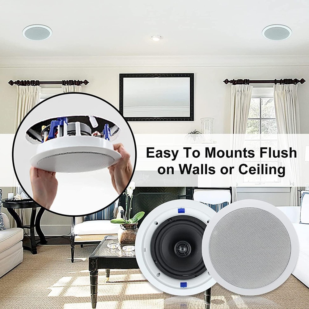 Herdio 2 Pack 6.5" 320W 2-Way Ceiling Speakers Flush Mount Kitchen