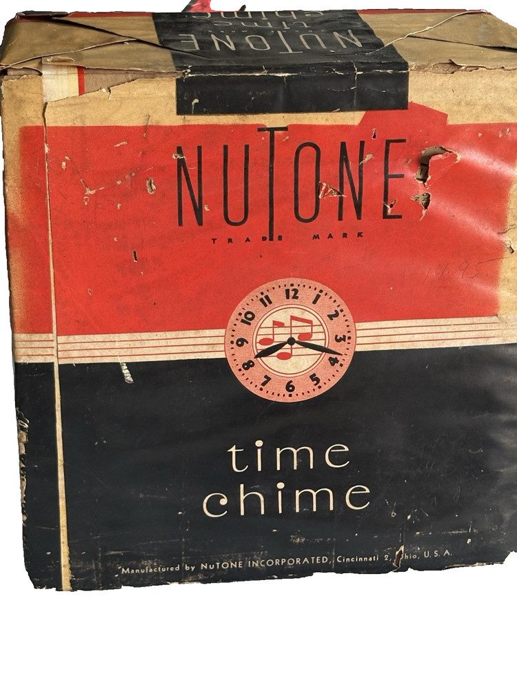 1946 MCM NUTONE WHITE & CHROME KITCHEN CLOCK & DOOR CHIME COMBINATION NEW !!!