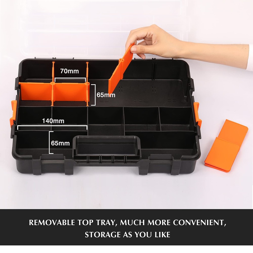 2PCS Toolbox Organizer Sets 20 Removable Dividers Durable Plastic Excellent
