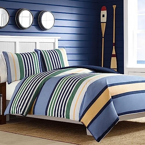 - Comforter Set, Reversible Cotton Bedding with Matching Sham, Twin Casual