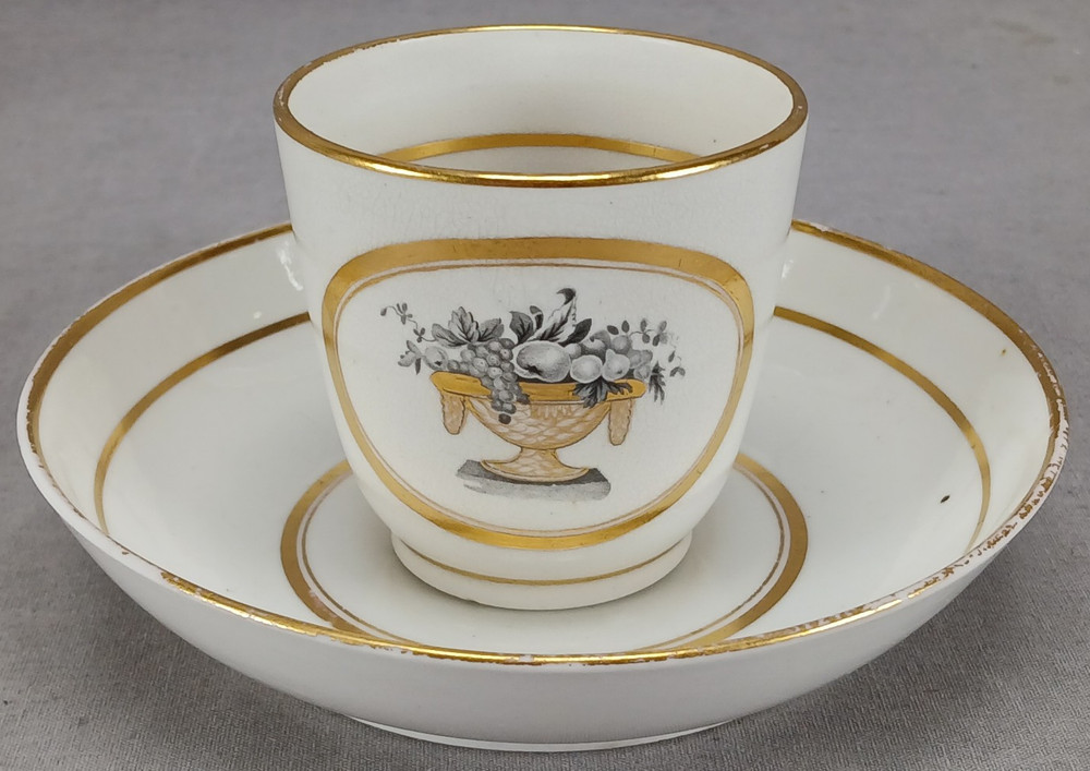 British Thomas Wolfe Pattern No 91 Fruit Basket Coffee Cup & Saucer C.1800 B