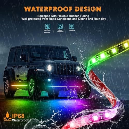 Car Underglow LED Lights,4 Pcs Dream Color Chasing Strip 4 Pcs Dream color