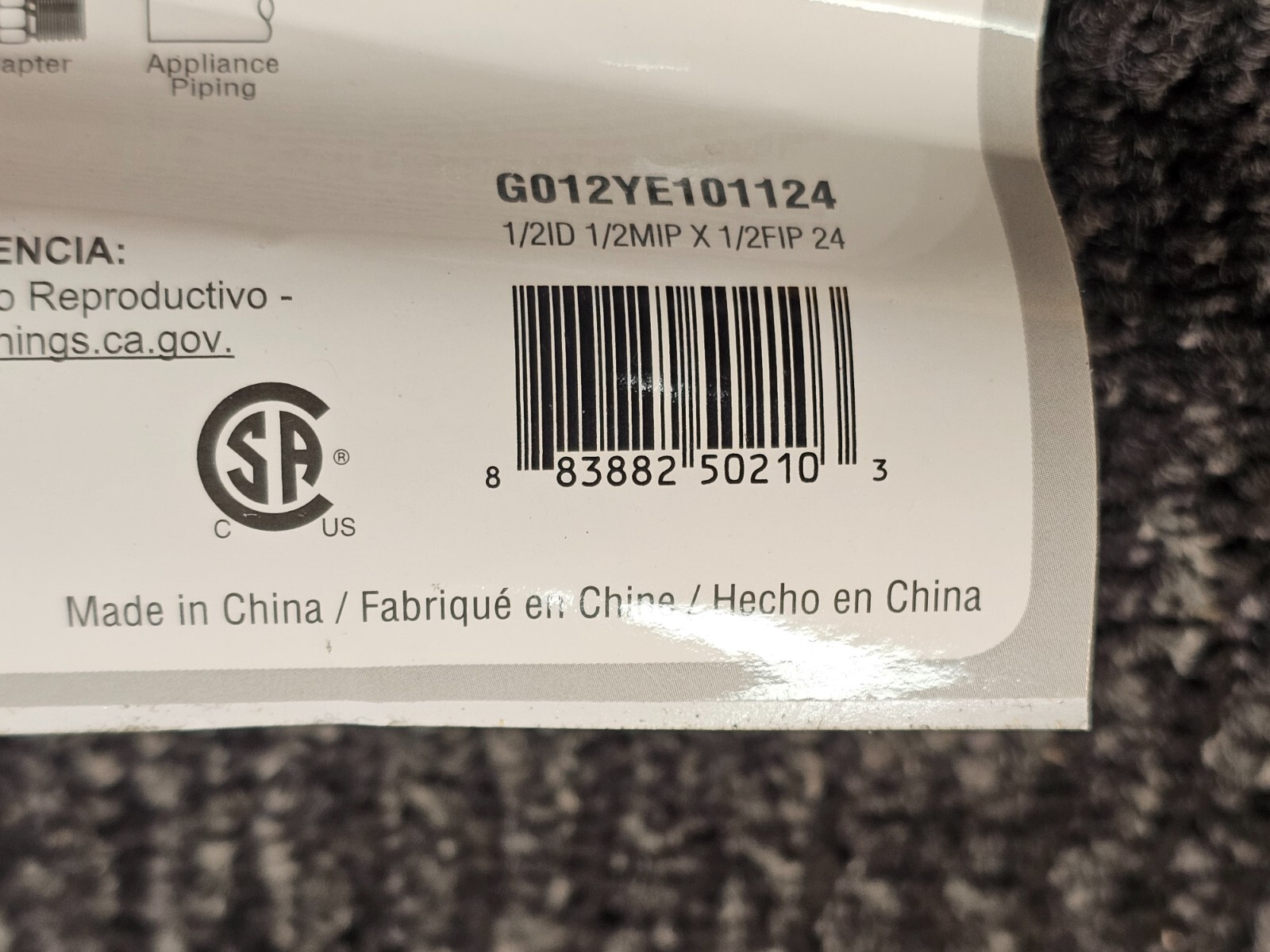 (QTY 5) Proline 1/2" MIP x 1/2" FIP x 24" Coated Stainless Steel Gas Connector