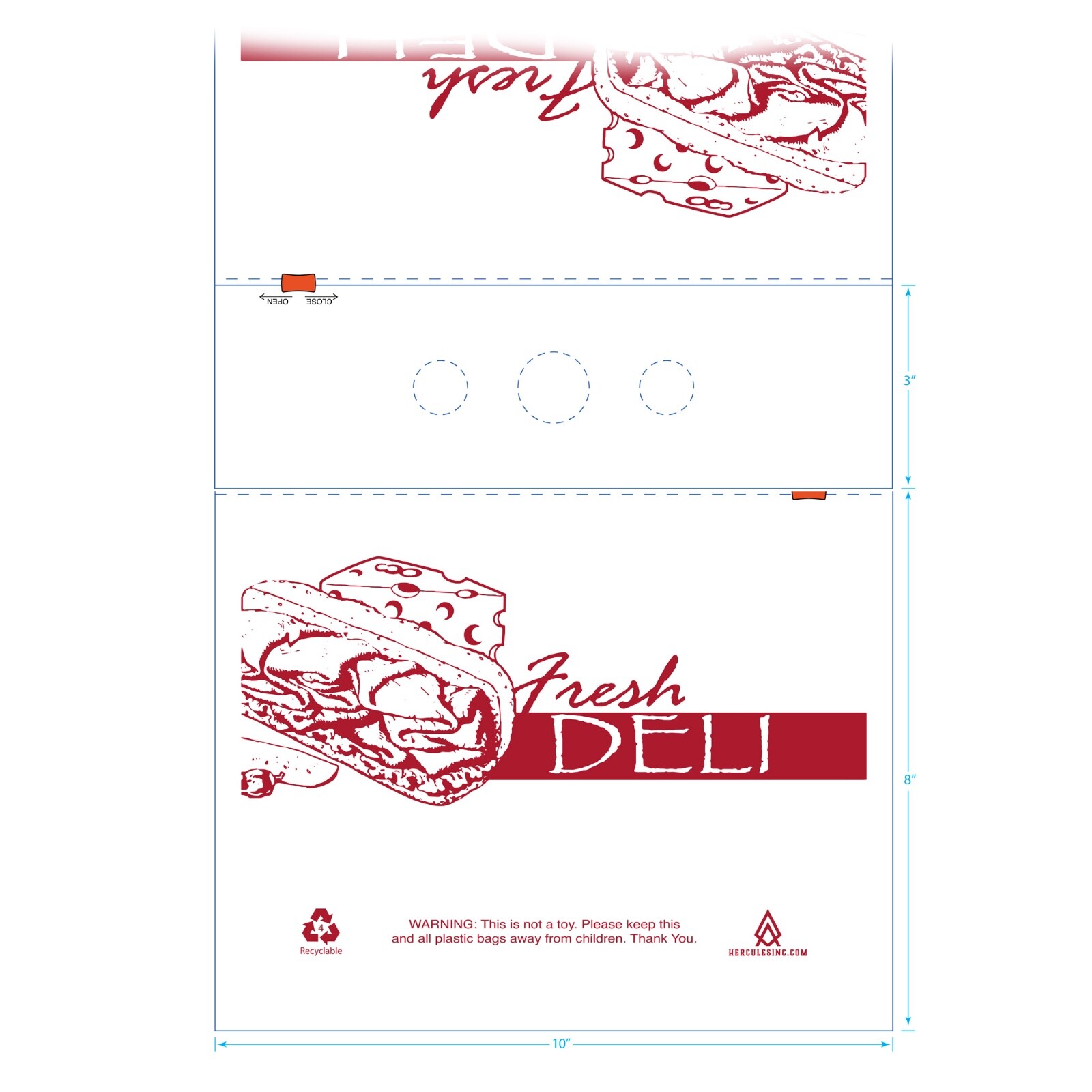 Slide 2 Klose zipper Deli Meat Bag - Fresh Deli - Top Full Saddle - 1,000 Bags