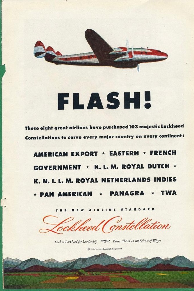 Magazine Ad - 1945 - Lockheed - World War II - Constellation  (#1)