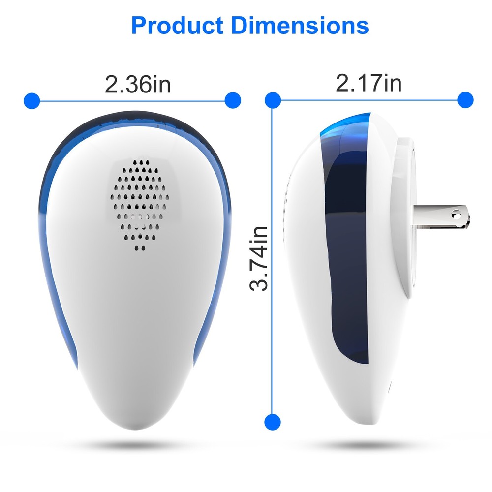 6 Pack Ultrasonic Bug Repeller Plug in Unit for Mosquitos Spiders Mice Control