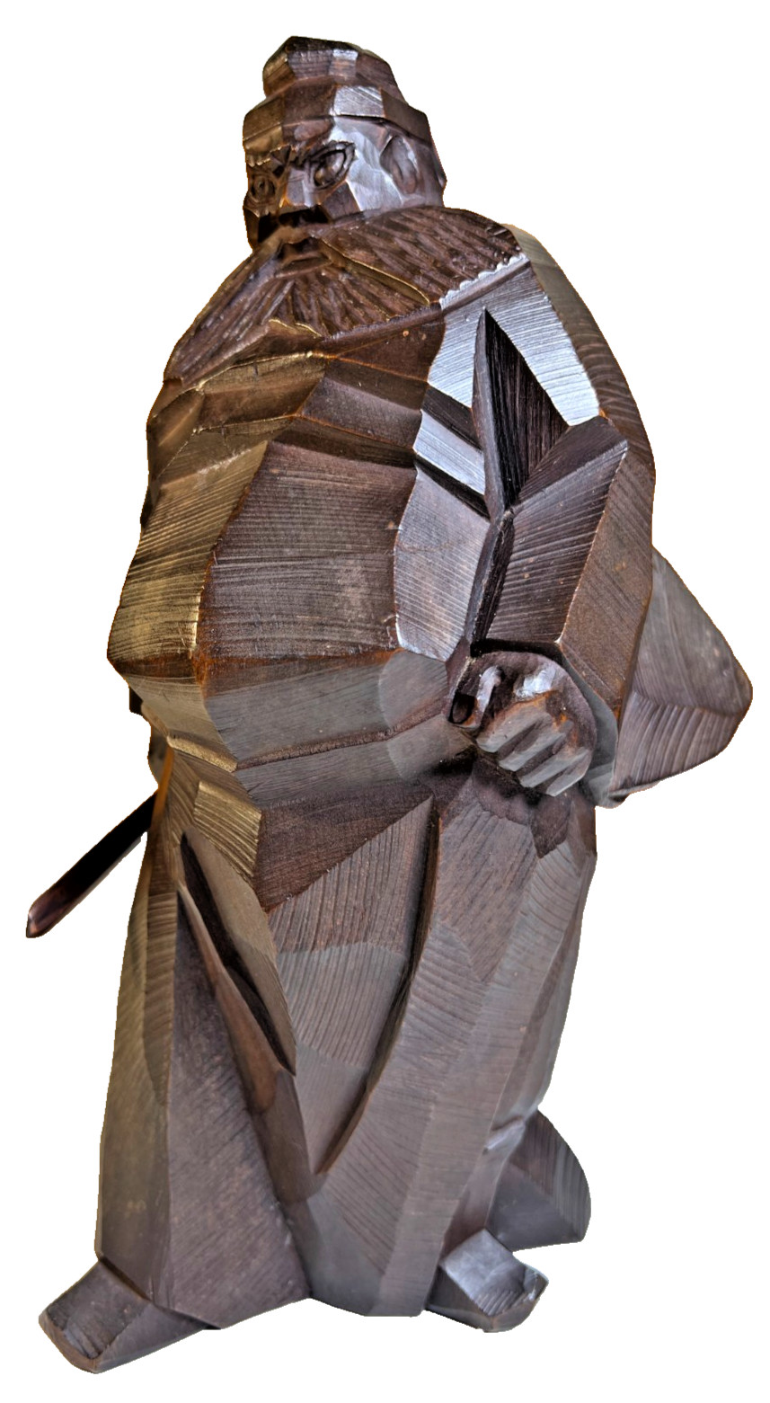 Mid Century Japanese Carved Wood Shoki Demon Queller Sculpture Okimono Yoshihiro