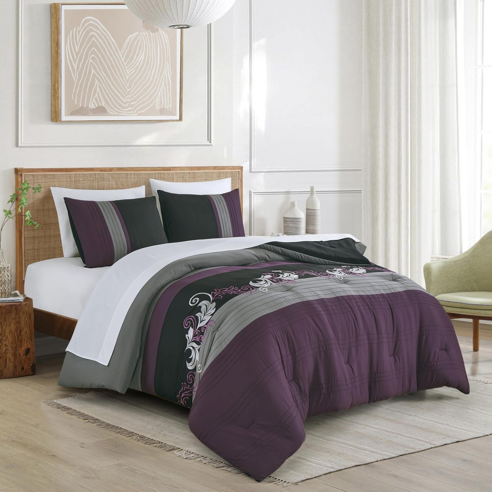 Chezmoi Collection Alana 7-Piece Bed in a Bag Comforter Set for All Season
