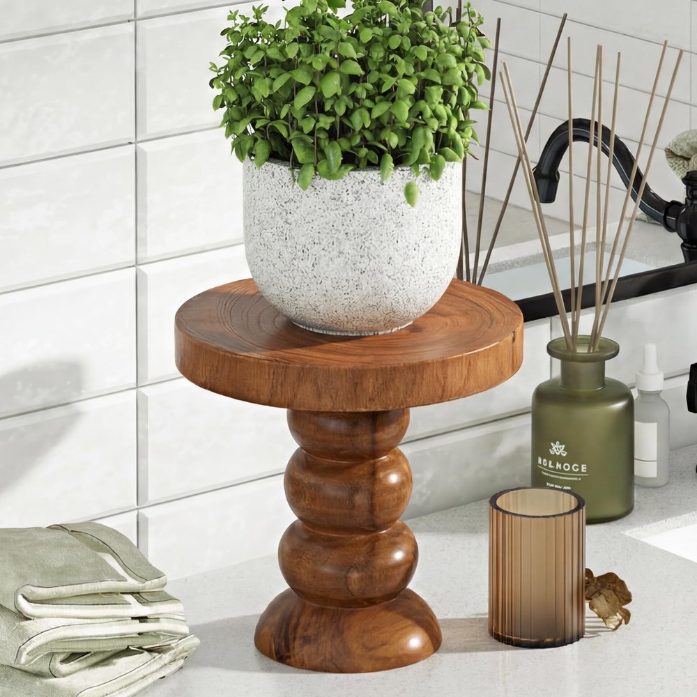 Mini Round Wood Risers, 2 Pieces Mini Riser Stand, Display Riser for Candles,...