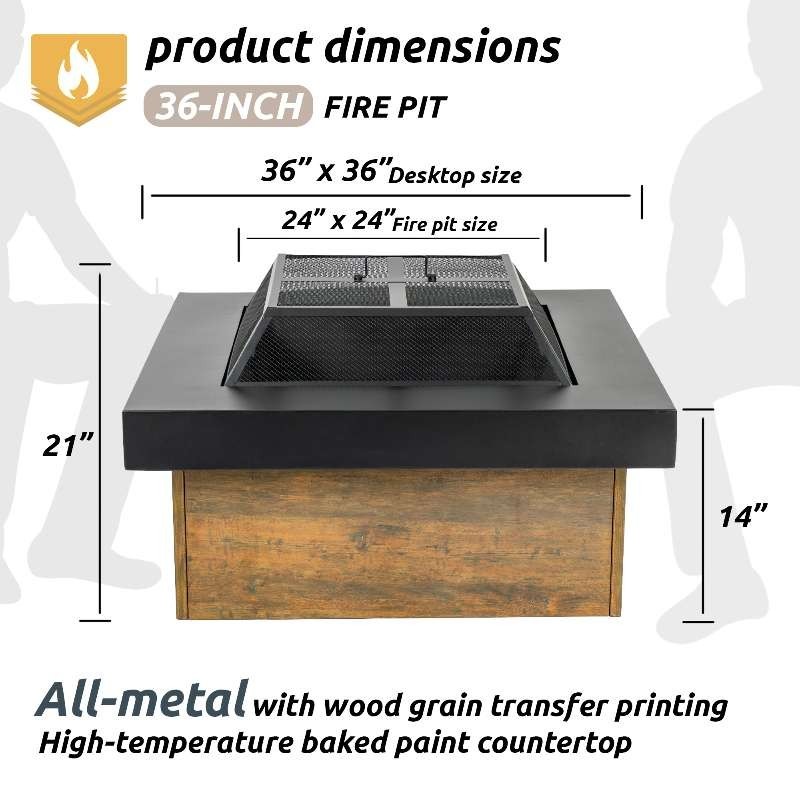 36Inch Iron Fire Pit Table Wood Burning Stove