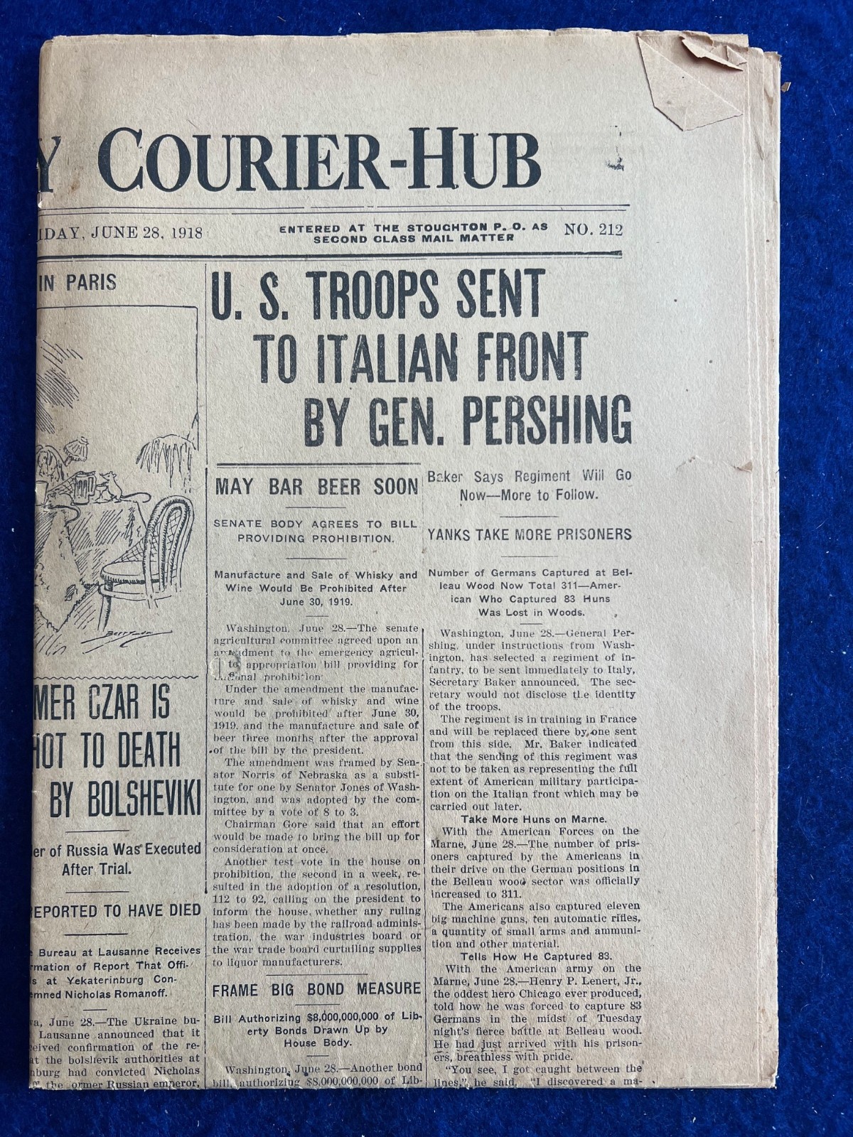 WWI Russian Revolution Czar Nicholas II Romanov Shot Rumor Newspaper 1918