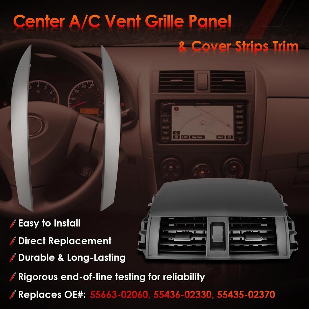 OEM Quality Replacement A/C Vent for 2008-2013 Corolla - Includes Trim Strips