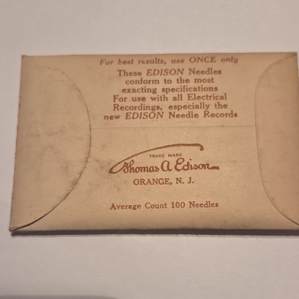 Thomas A Edison Medium Tone Phonograph Needles Pack Average Count 100