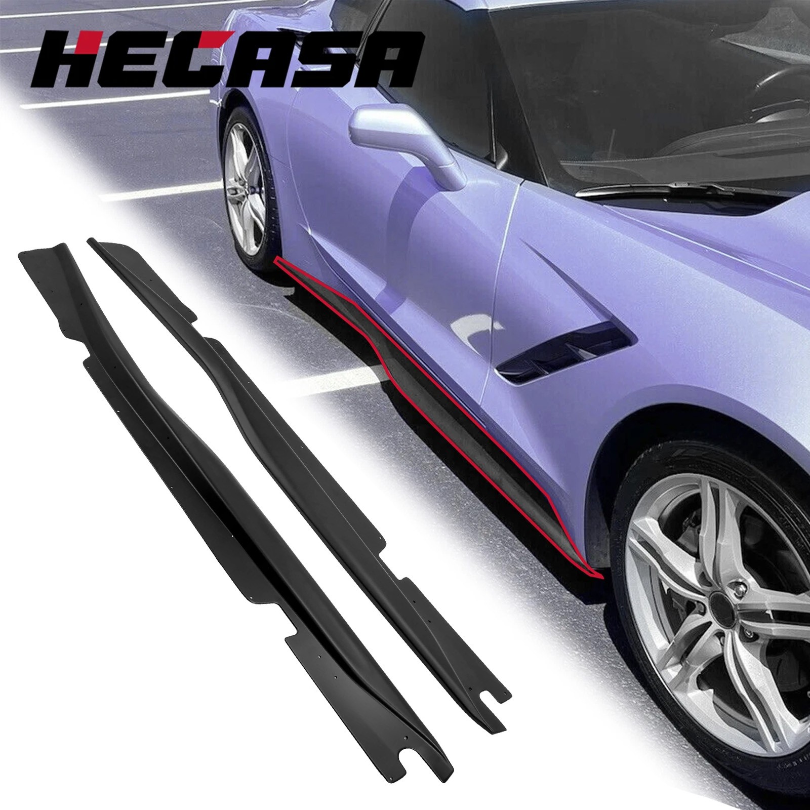 Side Skirt For 14-19 Chevrolet Corvette C7 stingray Z06 Style Rocker Panel Black