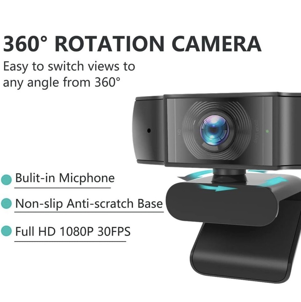 1080P Webcam Wide View HD Streaming Web Camera 360 Degrees Great Quality