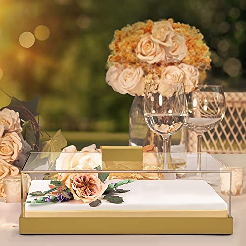 Acrylic Cake Stand | Multifunctional Serving Rectangular / 14.5 x 9 in Gold